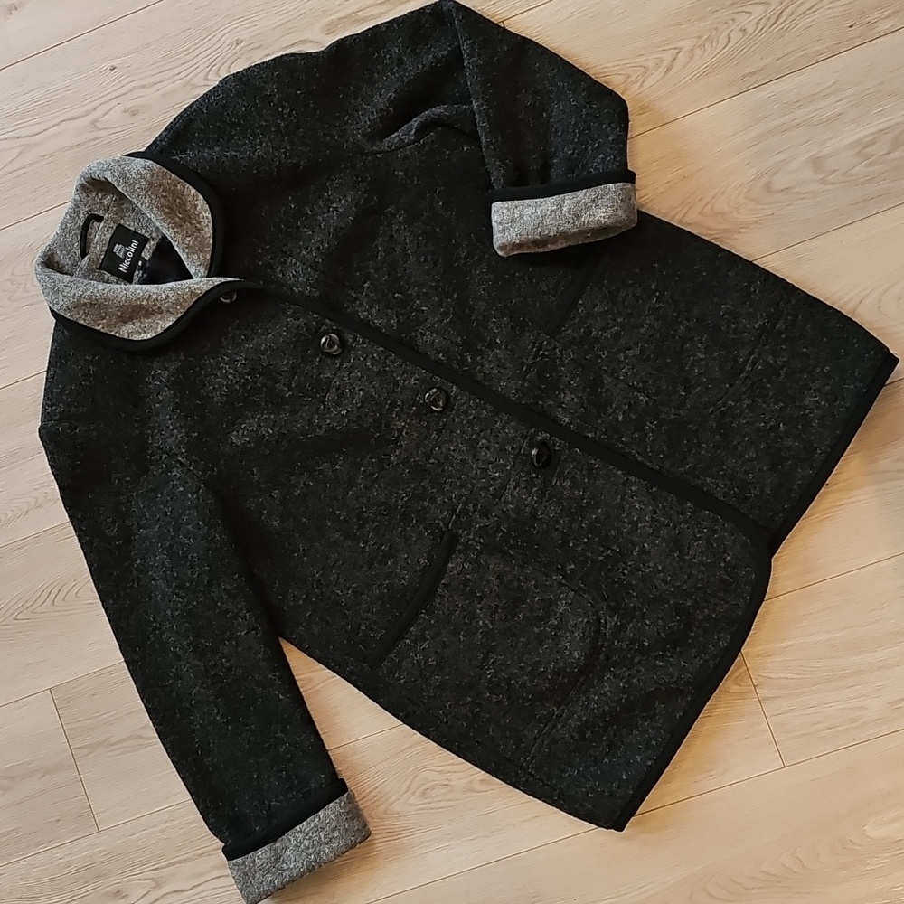 Niccolini Wool Blend Car Cocoon Coat Contrasting Collar & Sleeves,‎ Sz 16